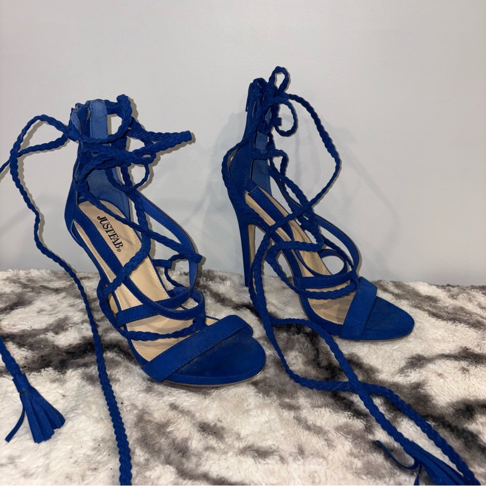 JustFab Women's Blue Strappy Heels